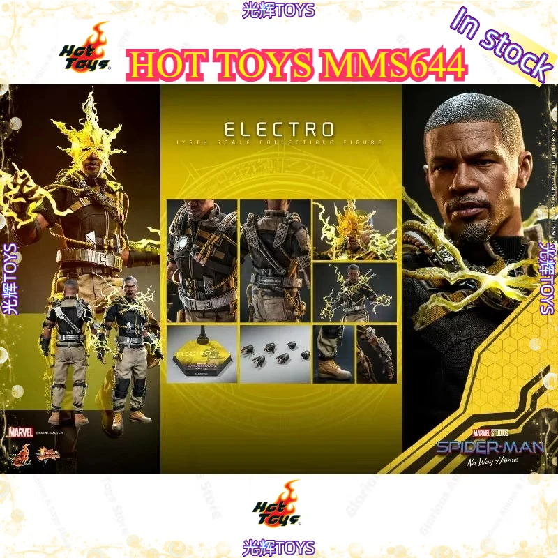In Stock HotToys MMS644 Electro, Jamie Foxx Likeness Head Sculpt & LED Light-up Chest Reactor, High-end Collectible Gift