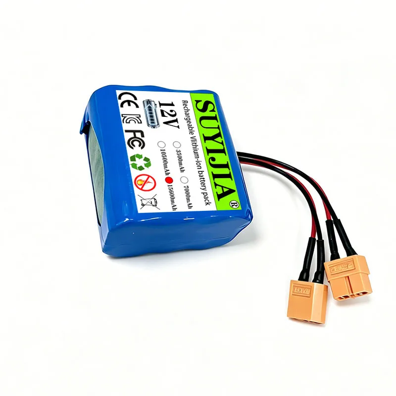 18650 3S2P lithium battery pack 12V 15600mAh with BMS protection plate XT60 M-F/DC/XT30/SM/T plug