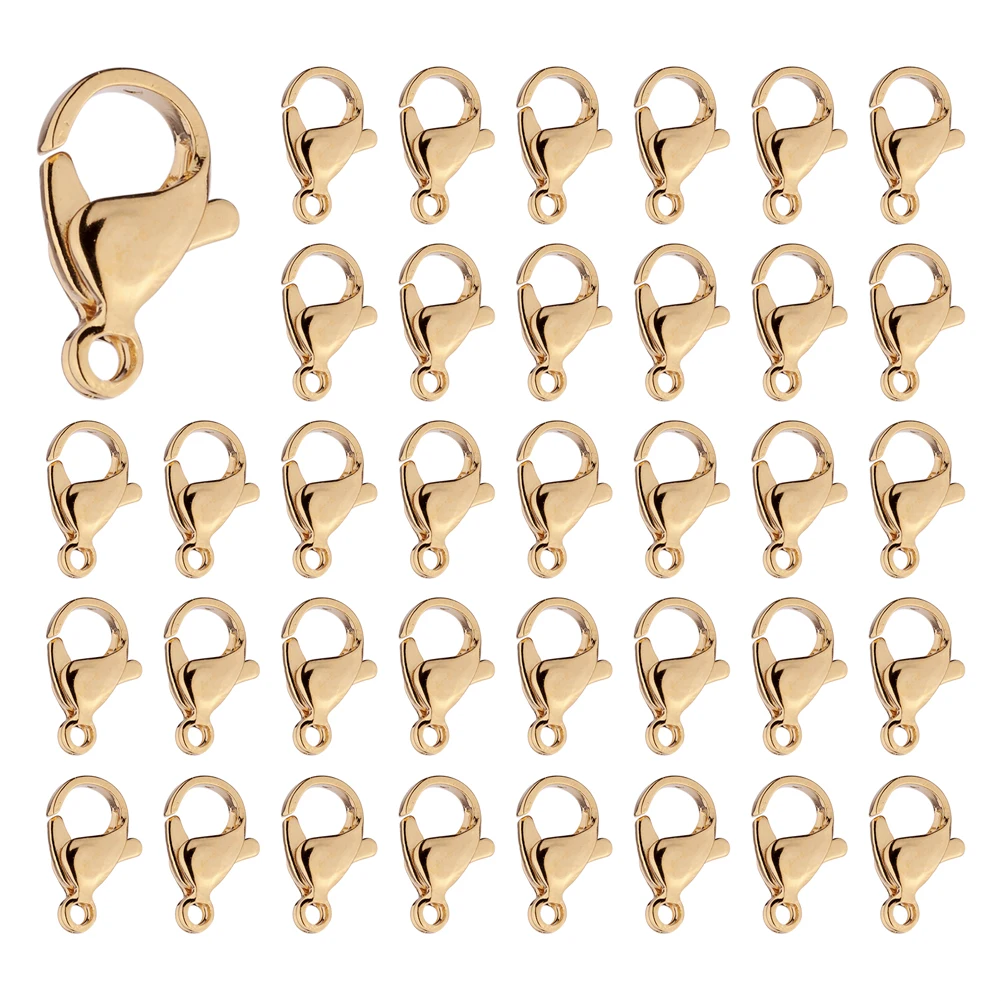 

100Pcs 24K Golden Plated 304 Stainless Steel Lobster Claw Clasps Parrot Trigger Clasps for Jewelry Supplies 12X7X4mm