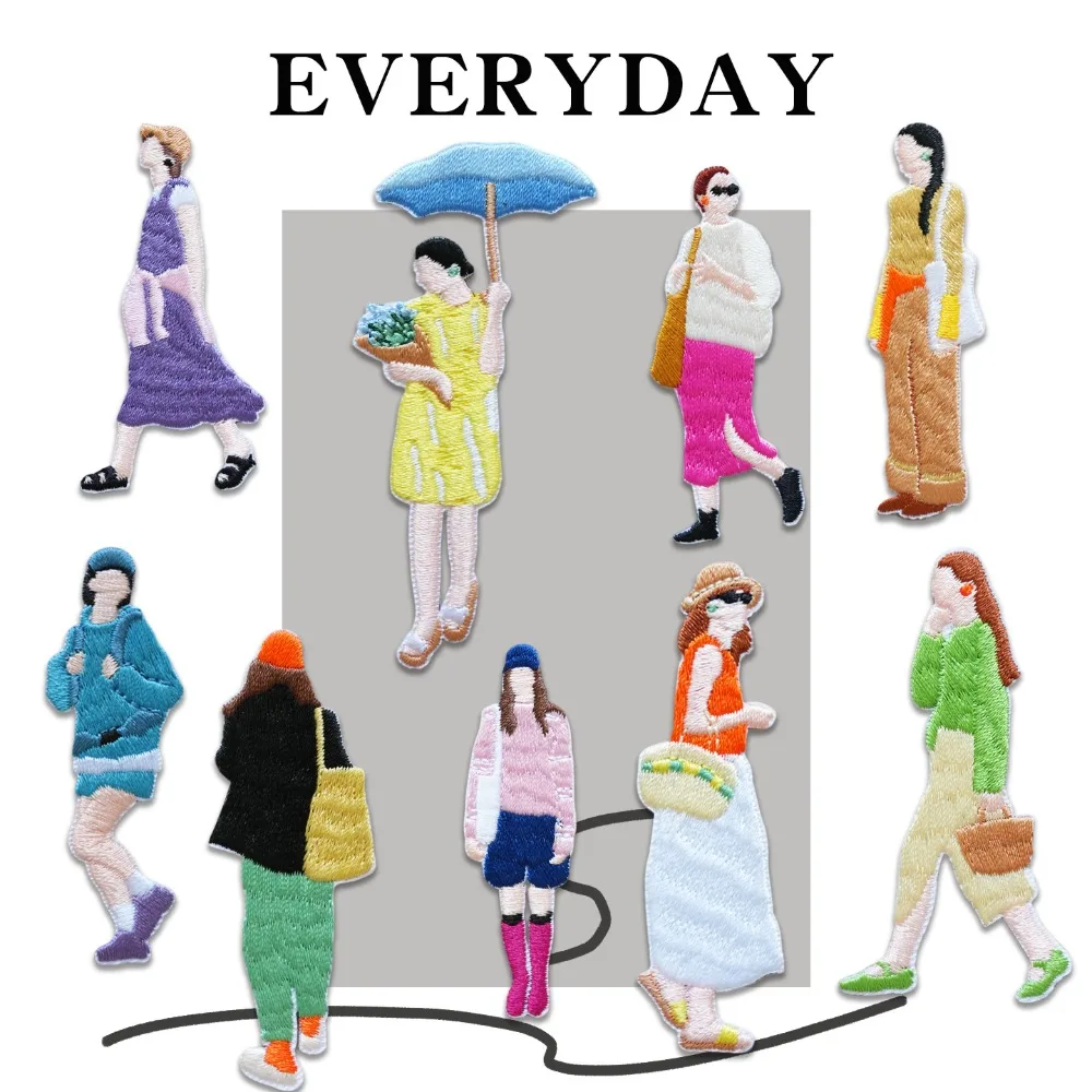 

Women's Street Embroidered Patch Fashion Figures Stickers Schoolbag Curtain DIY Decorative Accessories Patches Appliques Scp