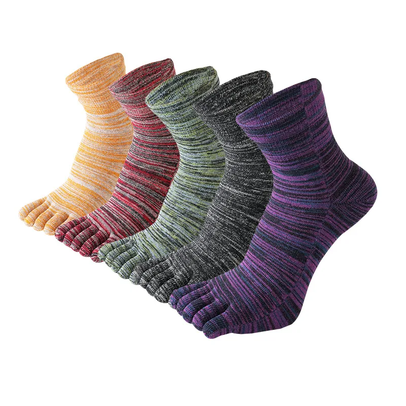 

5 пар носков большого размера с пятью пальцами, хлопковые носки средней длины, толстые носки с разрезом на пальцах, осенне-зимние носки в стиле ретро с пальцами