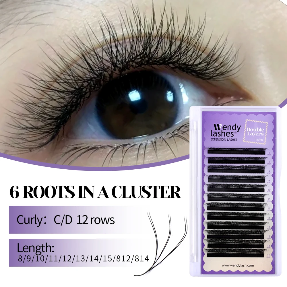 Wendy Two Tips 6D W Shape Lashes Extension Premade Volume Fan High Quality Fake Eyelashes Supplies Natural Look Lashes Extension