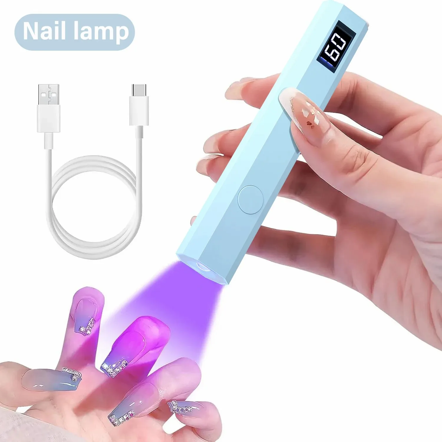 Portable Handheld Flashlight UV Mini Nail Gel Lamp UV Led For Gel Polish Quick Dry Pen USB Nail Drying Machine UV LED Nail Lamp