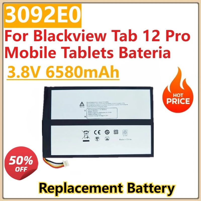 

High Quality 3.8V 6580mAh New 3092E0 Battery For Blackview Tab 12 Pro Mobile Tablets Bateria