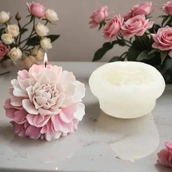 Forma na svíčku a mýdlo ve tvaru květu ibišku, plochá základna, průhledná textura, snadné vyjímání a čištění, aromaterapie/dekorace pro kutily, nezbytnost 12 nejlepší prodej forma na svíčky do bot - №11