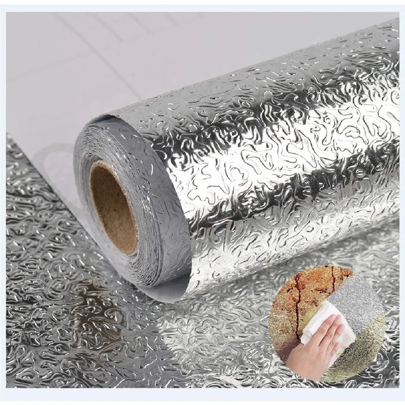 

Oil Proof Waterproof Kitchen Backsplash Stickers 1M 5M 10M Self Adhesive Aluminum Foil Stove Wallpaper Decor