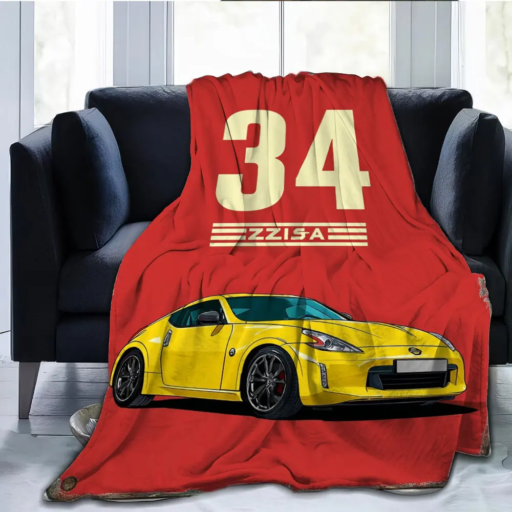 Racing car number 34 Flannel printed blanket suitable for all seasons suitable for living room office sofa and travel 180x250CM