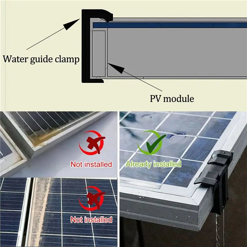 AEE3-64Pc 35Mm Solar Panel Water Drainage Clips,PV Modules Clips For Water Drain Photovoltaic Panel Water Drain Clips