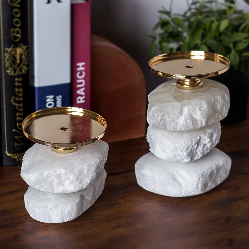 Candlestick Natural Ore Desktop Handicraft Ornaments Handmade Candle Holder Centerpieces Wedding Decorations Home Decoration