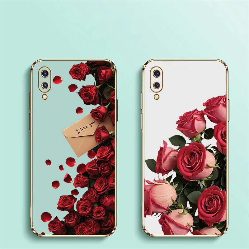 For Vivo V5 Plus V7 Plus V5 Lite V11 Pro V11i V15 V17 V19 V5S Phone Case Fashion Flower Printing Shockproof Silicone Soft Cover