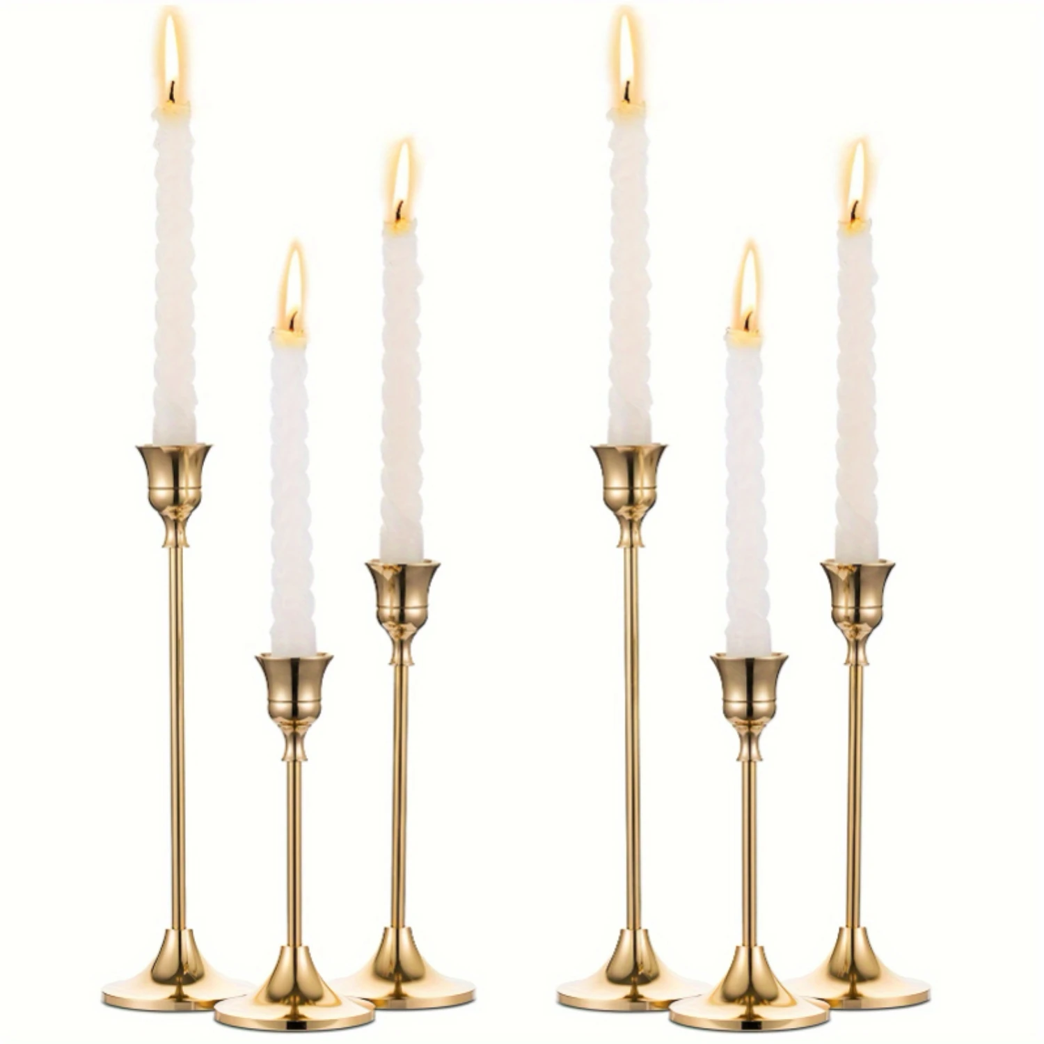 

6pcs Elegant Tapered Metal Candle Holder Set for Romantic Decor & Special Occasions