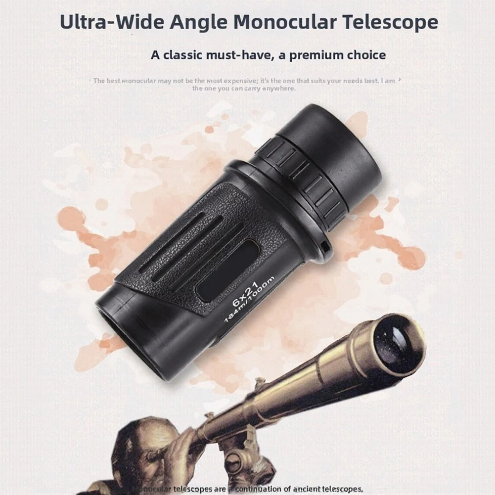 6/8x21 Weitwinkel-Monokular-Teleskop Stickstoffgefüllt Wasserdicht Tragbar Ultraleicht HD Kompakt Schwarz Monokular Klare Optik Zubehör