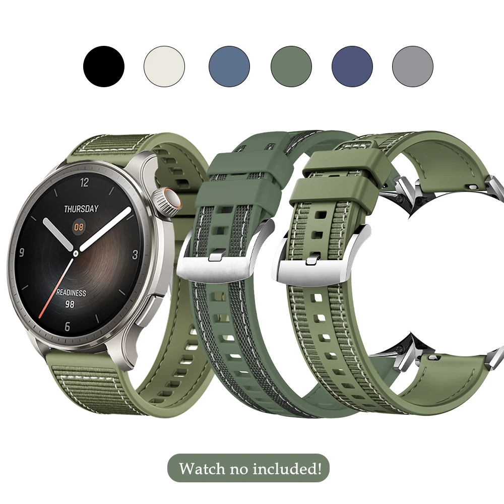 

Nylon Silicone Band Strap for Amazfit Balance Original Watchband 22mm Universal Strap for Amazfit Stratos 2 2s 3/Bip5 Unity