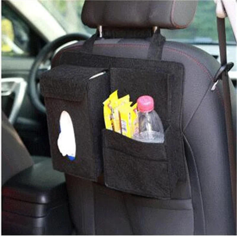 Bolsa de almacenamiento para asiento trasero de coche, organizador colgante, caja de papel, toalla, teléfono, fieltro, cubo de basura, accesorios