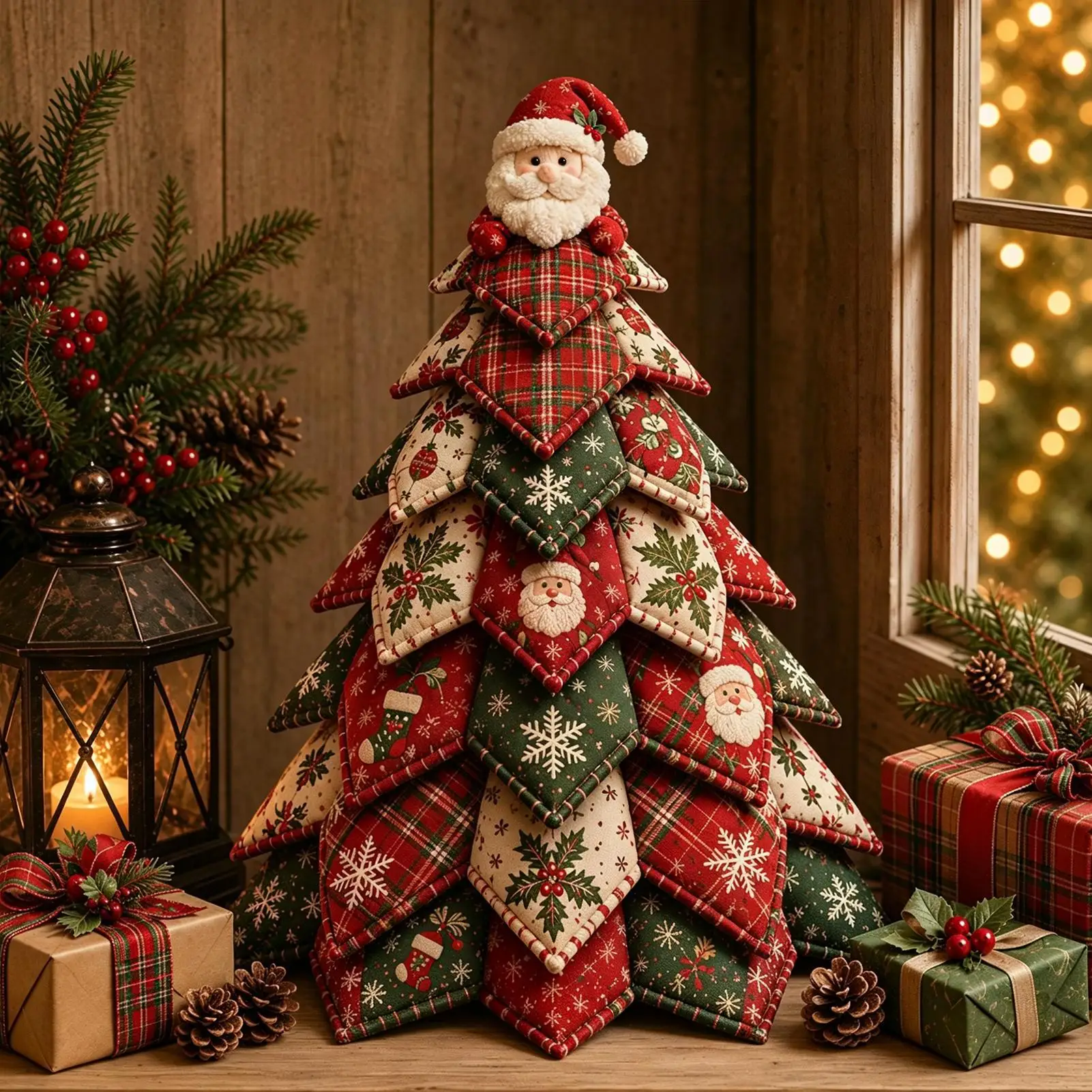 DIY Quilted Christmas Tree Kit 3D Layered Art Craft Sewing Set Quilting Kit For Home Room Mantel Shelf Table Workplace Display view 5