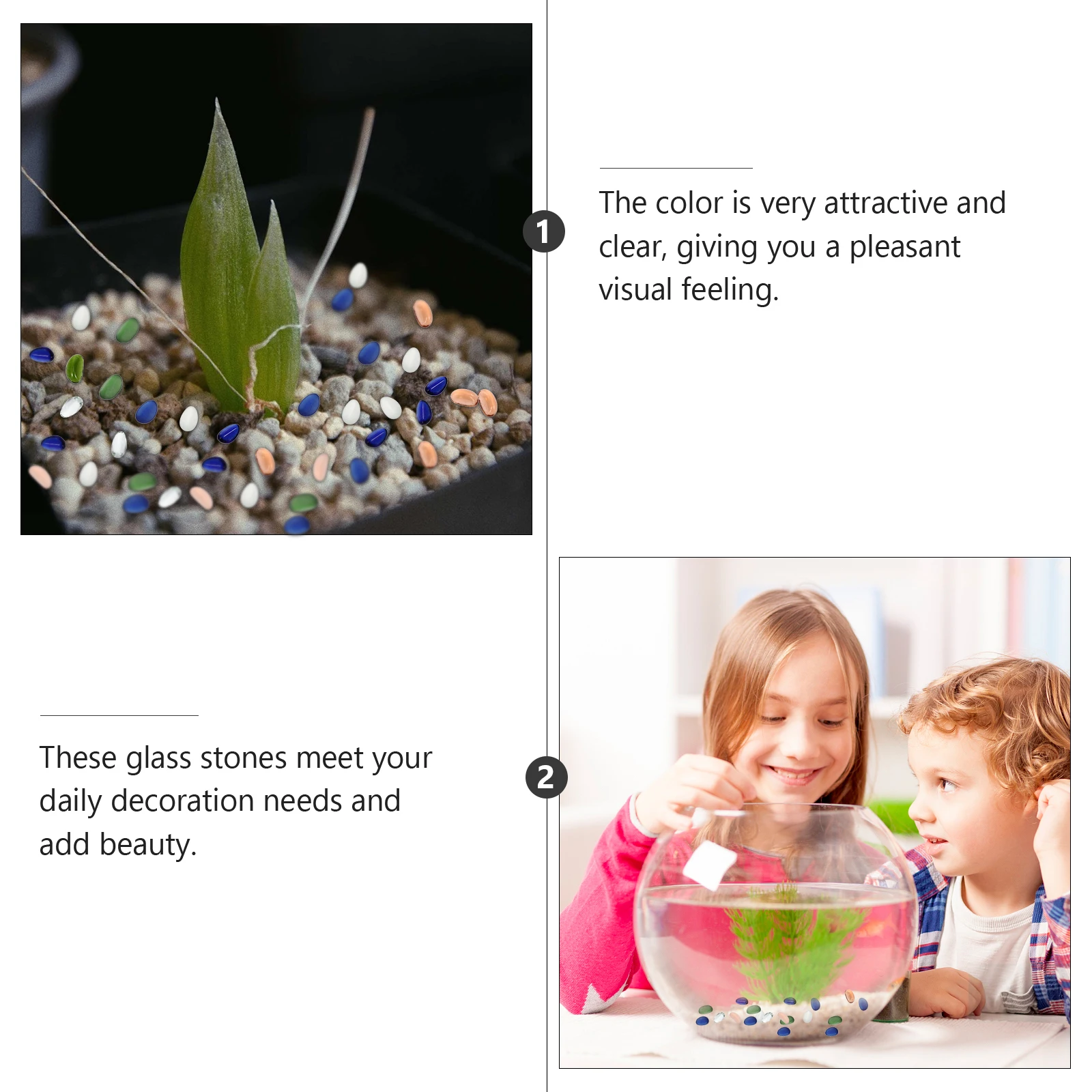 

1000 G Decorative Stones Aquarium Accessory Decoration Fish Tank Glass Decorations Smooth Durable Landscaping