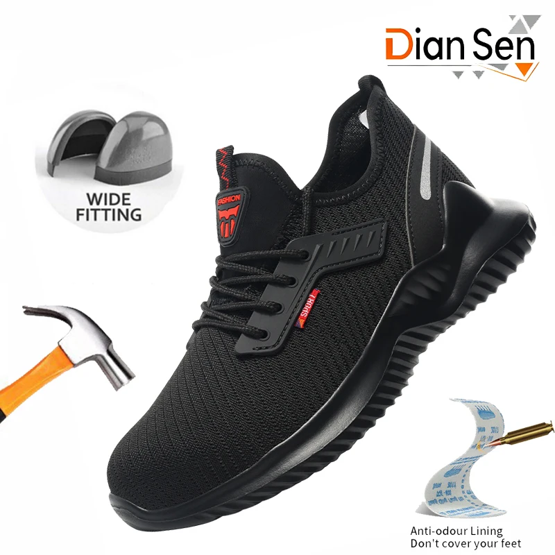 

Рабочая обувь для мужчин: легкие дышащие кроссовки со стальным носком, защита от ударов, неразрушимые ботинки для работы и походов