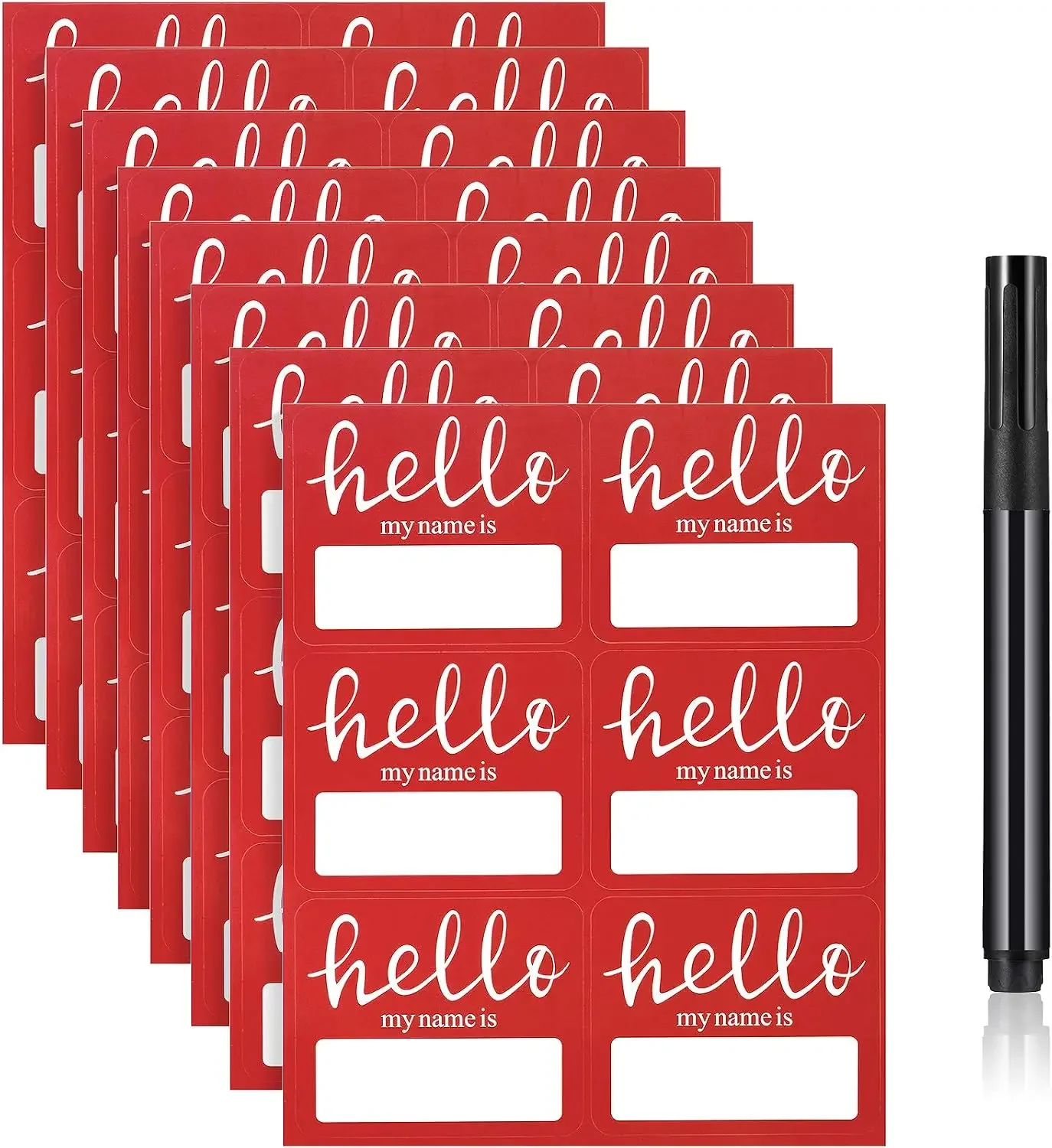 

120 Pcs Hello My Name Is Stickers (3x2.5 inch) with Marker, Peel & Stick Name Tags for School, Office, Home, Meetings