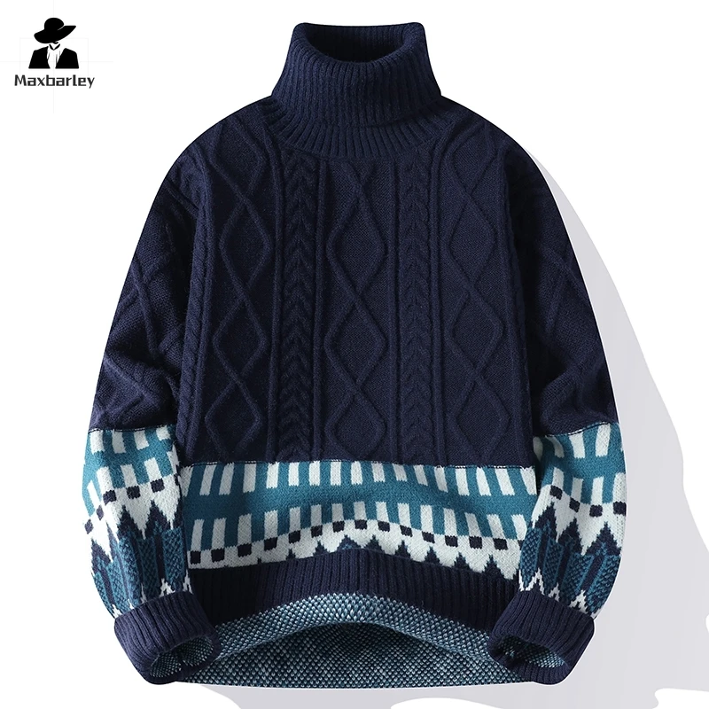 Vintage Christmas Sweater 2025 New Women Men Soft Warm Knitwear Jacquard Pullover Top Men's Winter Clothes High Neck Sweaters - Image 6