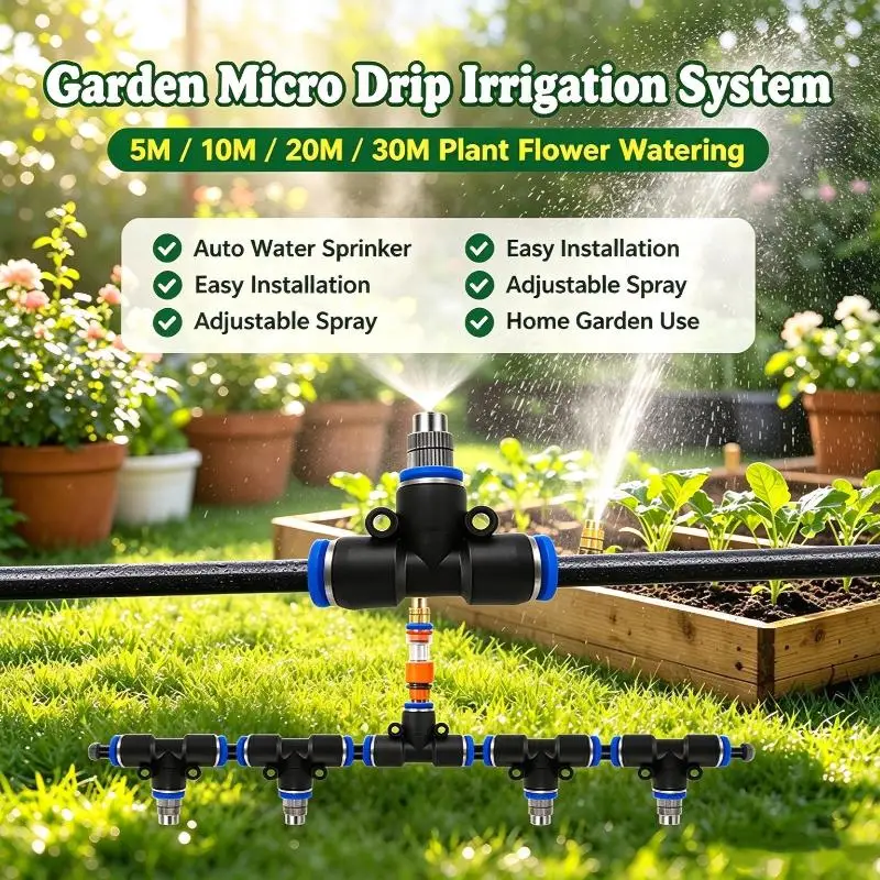 Micro Drip Irrigation Auto Watering System Low Maintenance for Home Balcony Garden Vegetable Pot Plants view 6
