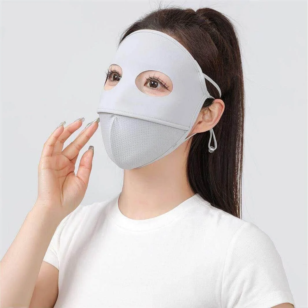 

Full Face Sun Protection Mask Women's Uv Protection Summer Cycling Sunshade Breathable Ice Silk Face Basque Decorative 3D Mask