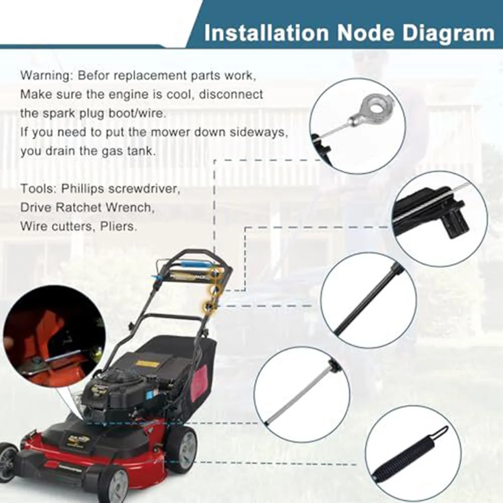 Brake Cable Replacement for Mowers with 223cc Engines Designed to Fit 76cm and 30 Inch Deck Models Using SP53H Layout