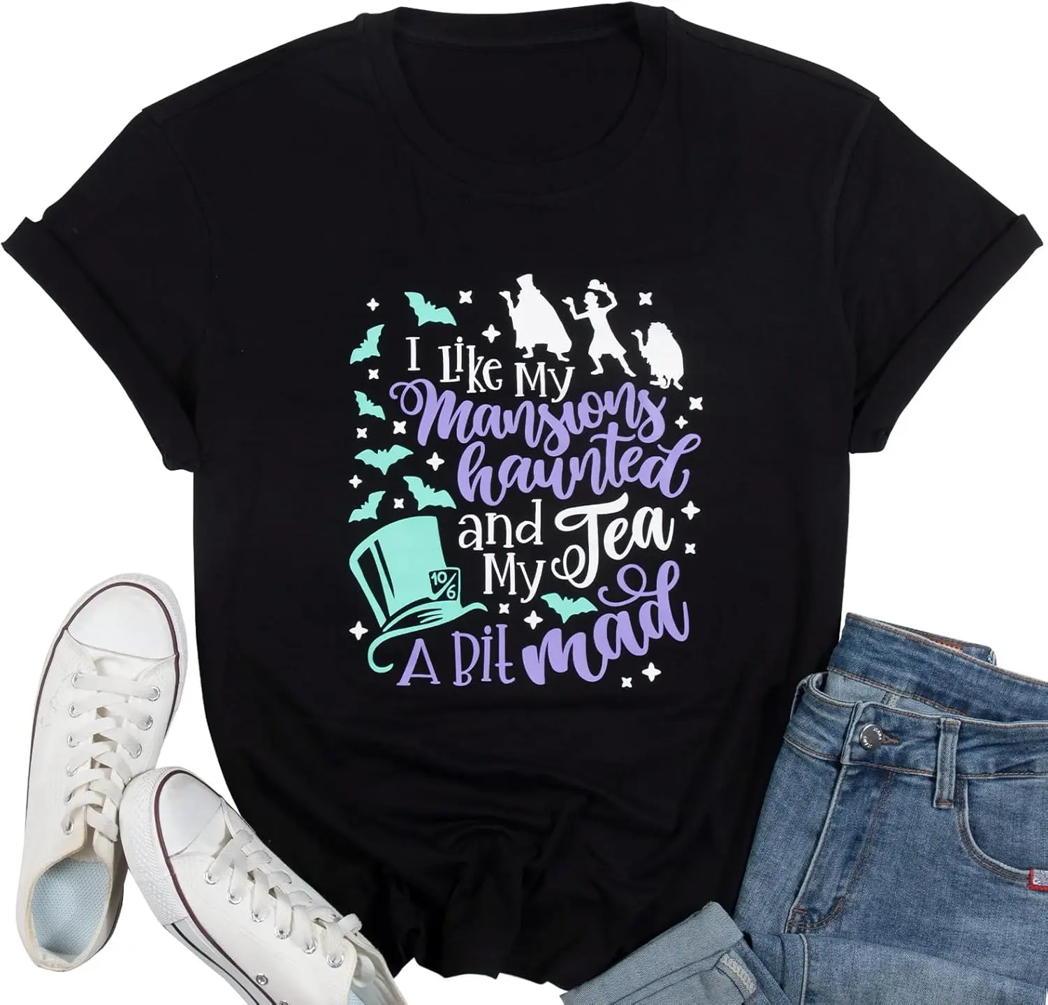 Beware of Hitch Hiking Ghost Shirt Women Funny Halloween Shirt Haunted Mansion Tshirt Hocus Pocus Fall Short Sleeve Top