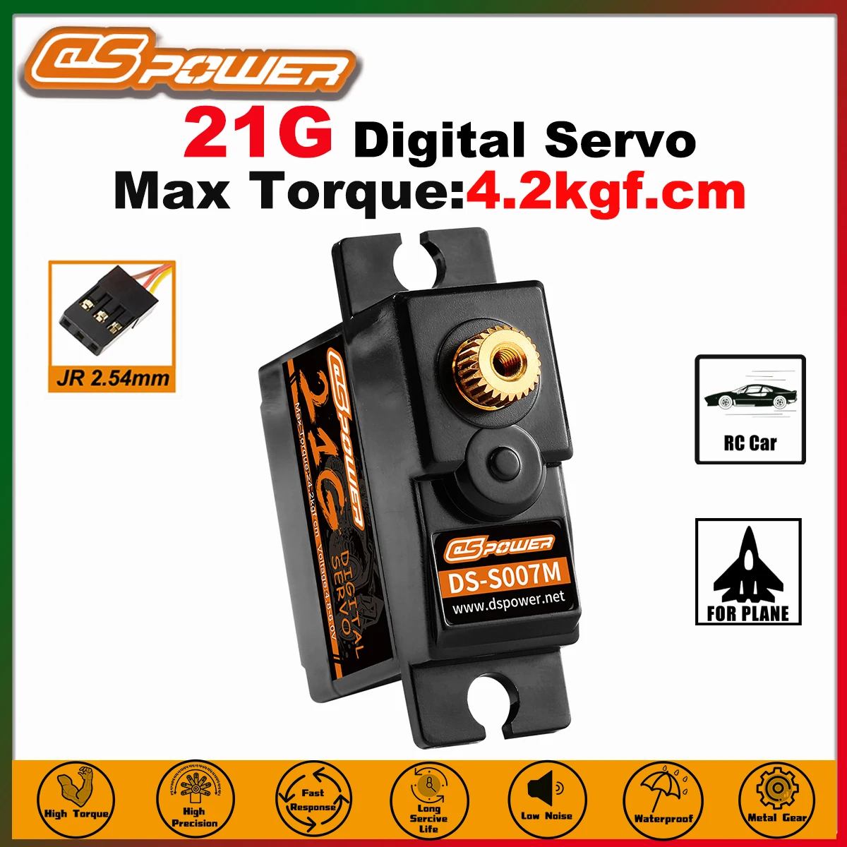 DSPOWER 21G Metal Gear Digital Waterproof Servo for 1/12 1/14 1/16 RC Car Truck Crawler Boat Drone Airplane Robot Model Toys