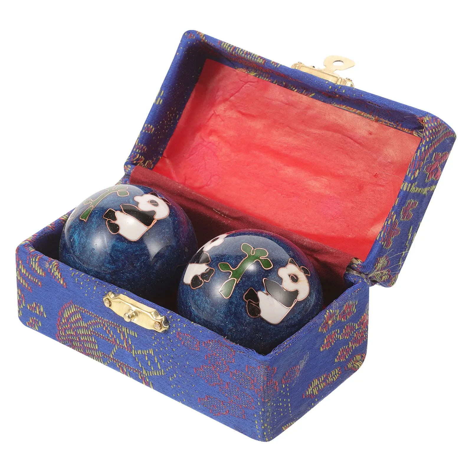 2Pcs Chinese Enamel Panda Bamboo Hand Exercise Massage Balls for Grip Strength Training Hand Strengthening Muscle Relief