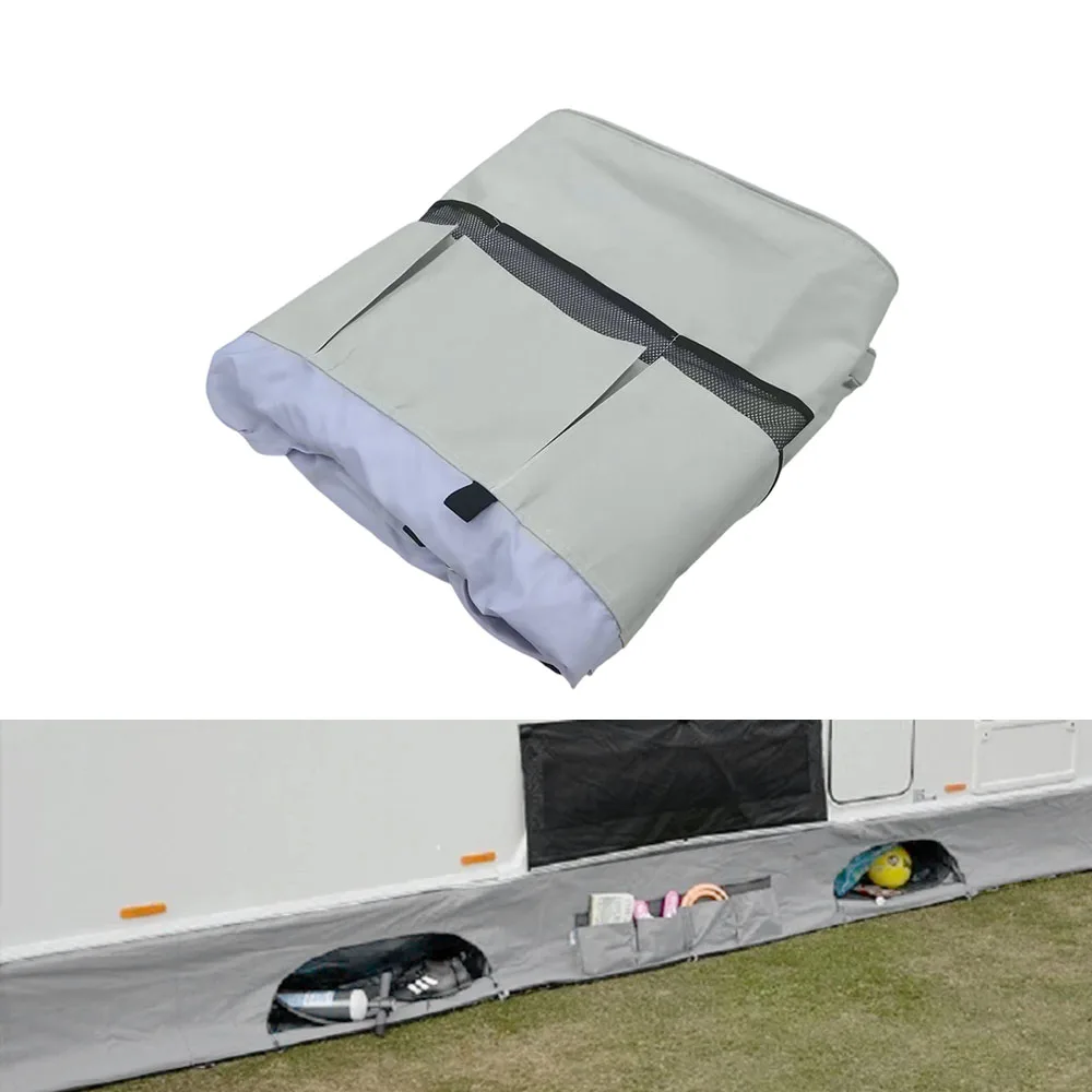 Caravan Draught Skirt 600x60cm With Storage Pocket Adjustable Motorhome Wind Protector Camping RV Side Draught Skirt Accessories