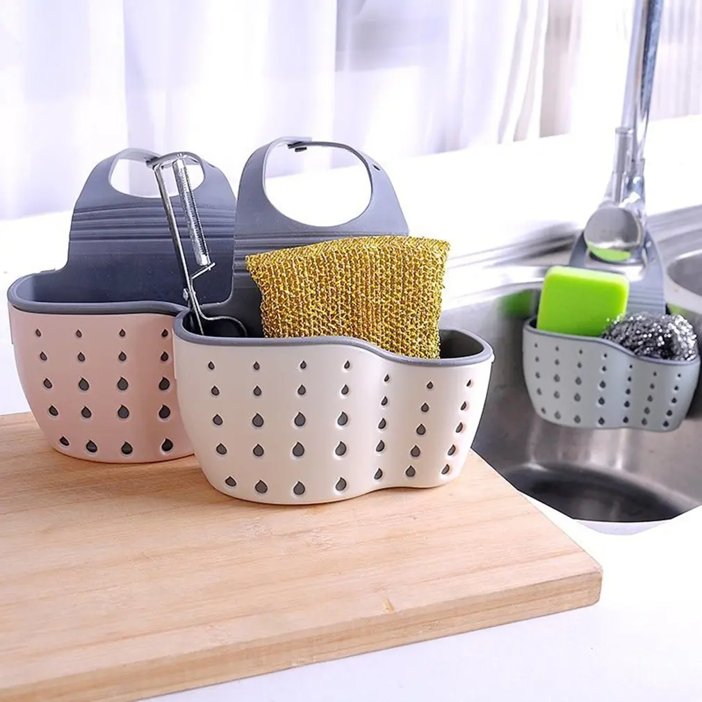 Kitchen Utensils Sink Drainer Hanging Basket Useful Suction Cup Sink Shelf Soap Sponge Rack Kitchen Sucker Storage Tool