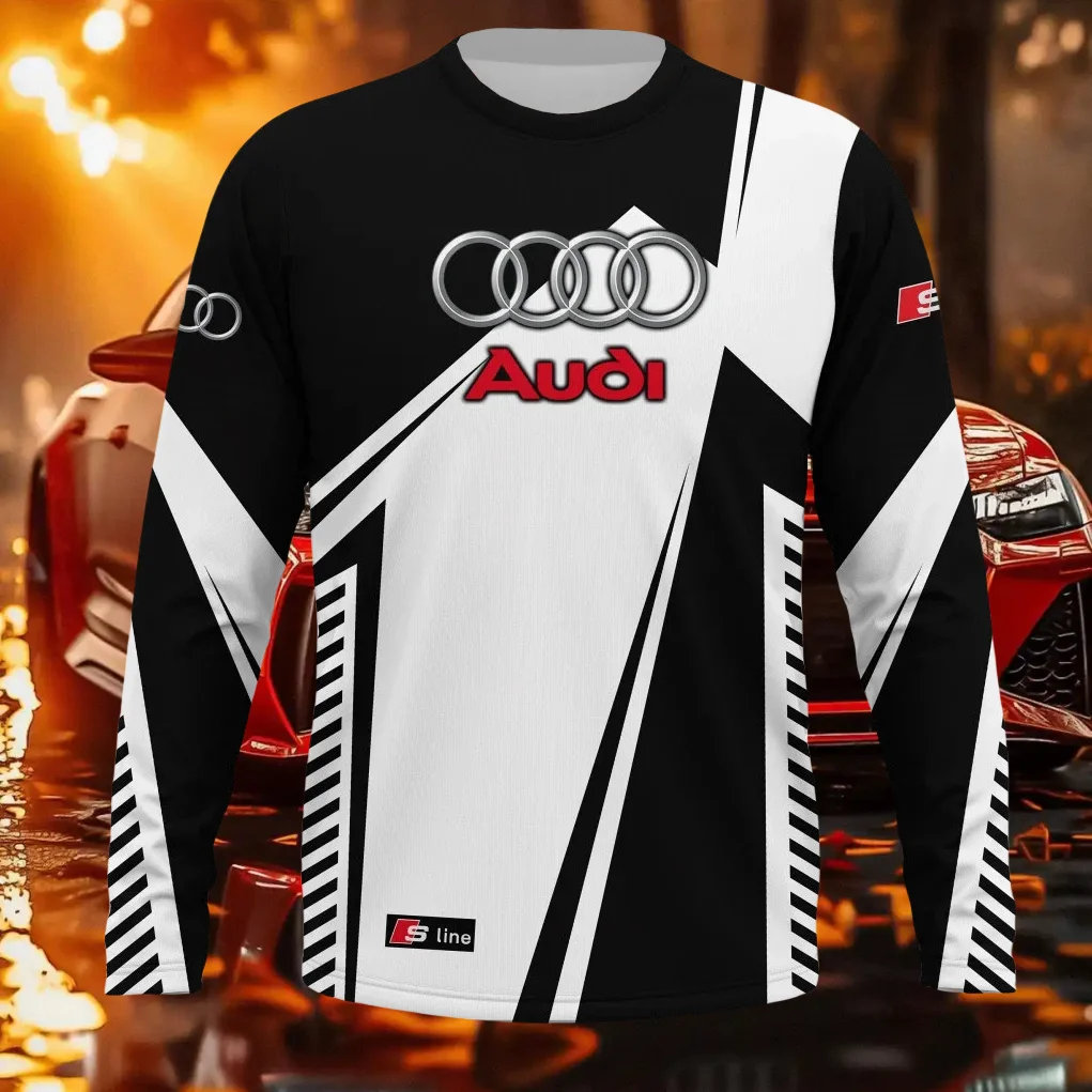 

Топы с длинными рукавами Audi Authorization Motorsport Quattro Racing, мужская и женская одежда, дышащая, быстросохнущая, впитывающая пот футболка