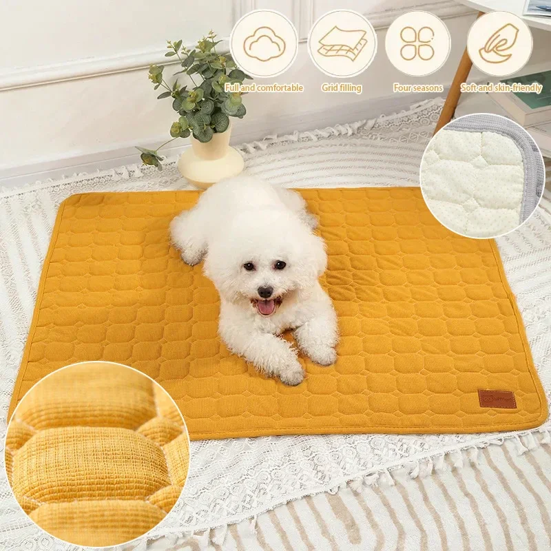 

Pet Waffle Cotton Mat Washable Non-Slip Pad Mat for Dogs Cat Blanket Sofa Breathable Pet Dog Bed for Small Medium Large Dogs 펫매트