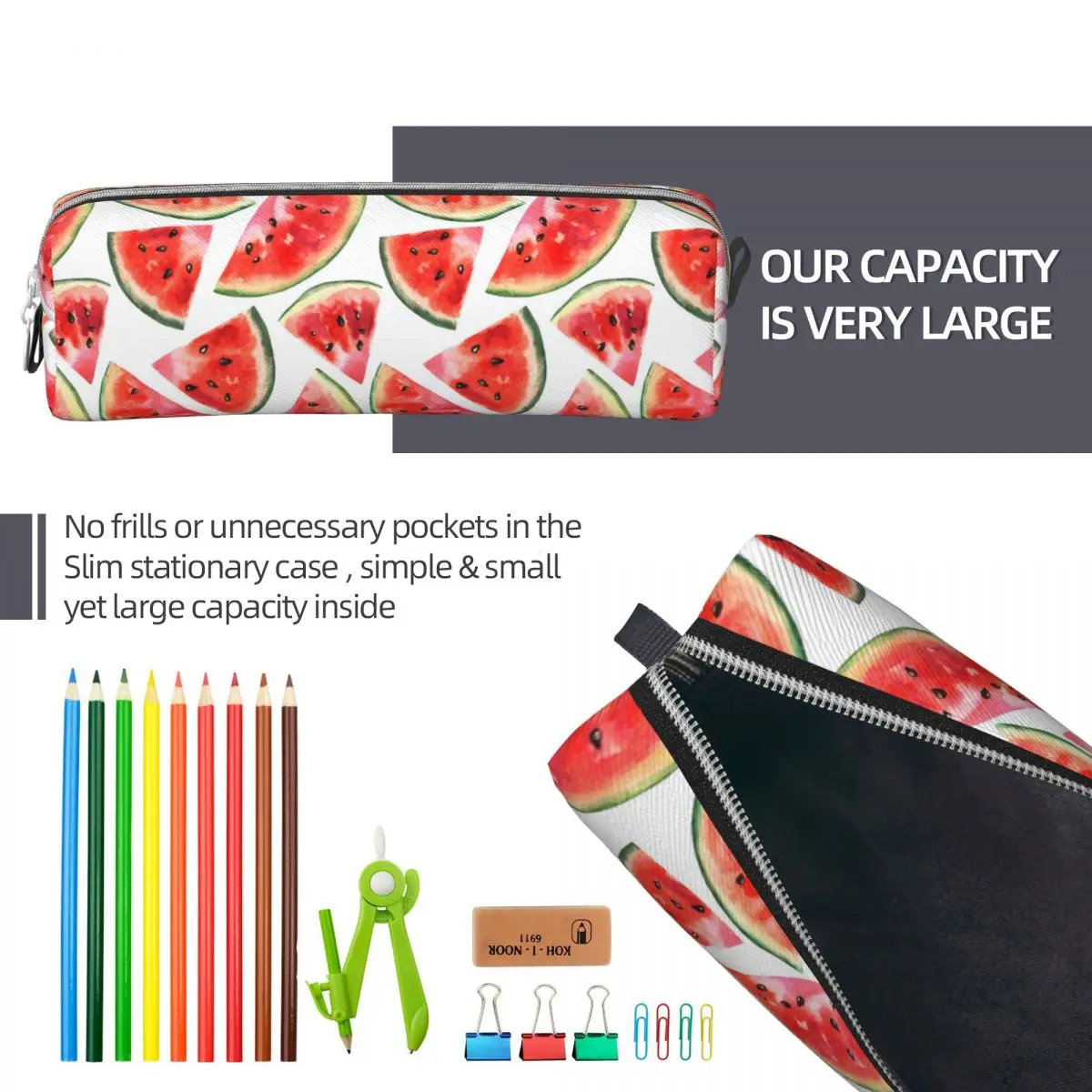 New Watermelon Fruit Cartoon Tropical Style Pencil Case Pencilcases Pen for Girls Boys Big Capacity Bag School Supplies Gift