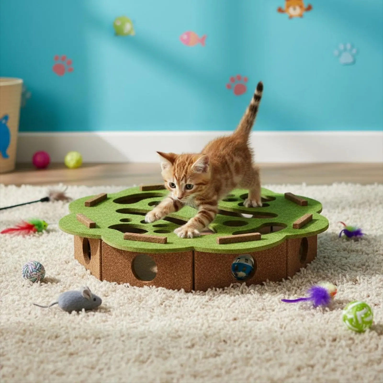 

Felt Feline Maze Toy Mental Stimulation Interactive Maze Toy Pet Supply Boredom Relief for Kittens