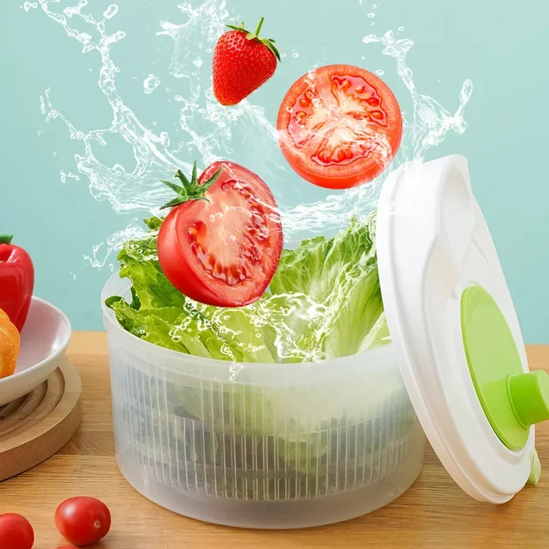 Salad Spinner, Crisp Strainer, Lettuce, Vegetables, Drainer, Dryer, for Washing, Drying, Leafy Greens, Kitchen Tools