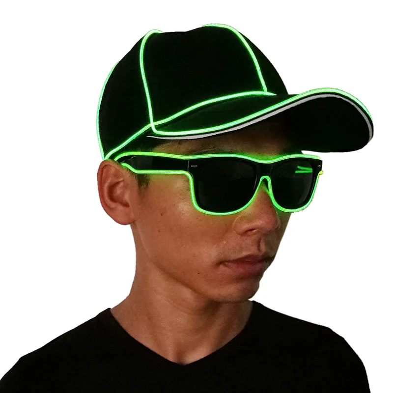 Factory Outlet LED Baseball Cap And Glasses NightClub Concert Rave Accessories Glowing Baseball Cap For Couple LED Sunglasses