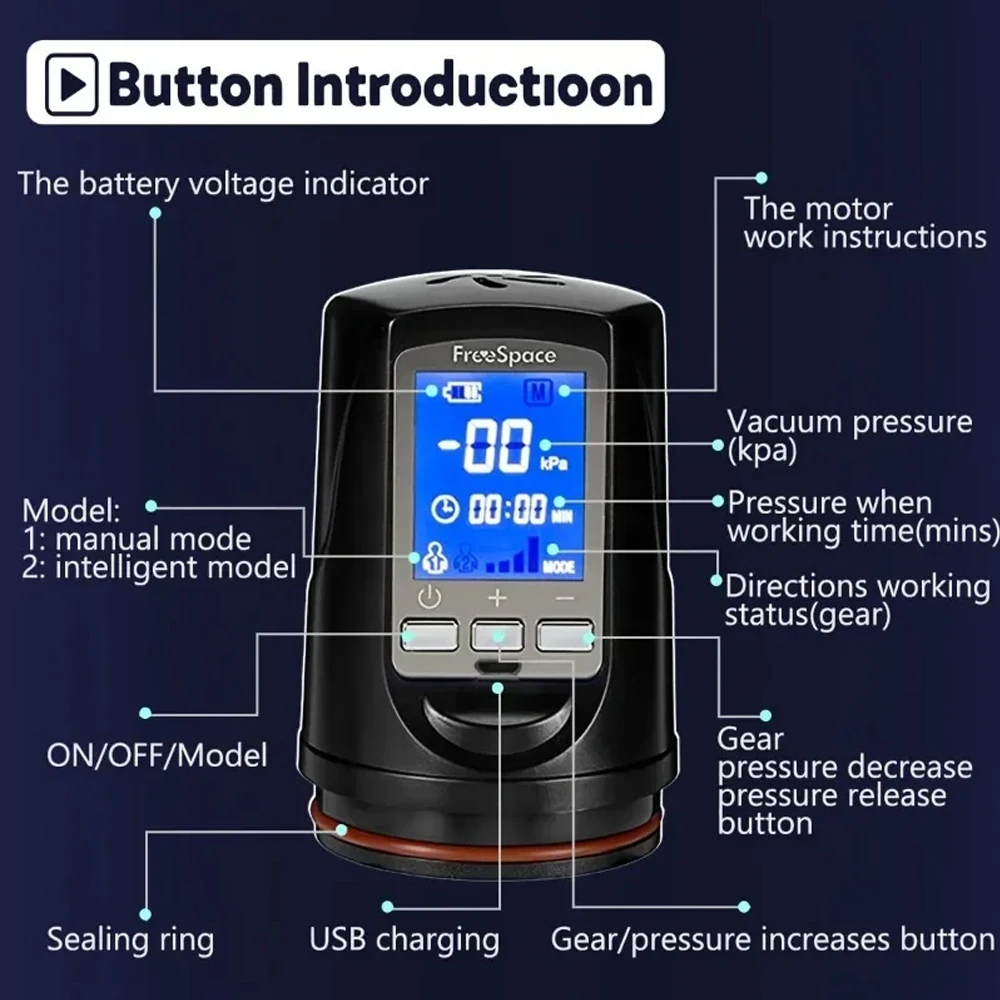 LED Automatic Penis Pump Suction Vacuum Male Masturbation Penis Extender Dick Erection Enhancement Trainer Adult Sex Toy For Men view 5