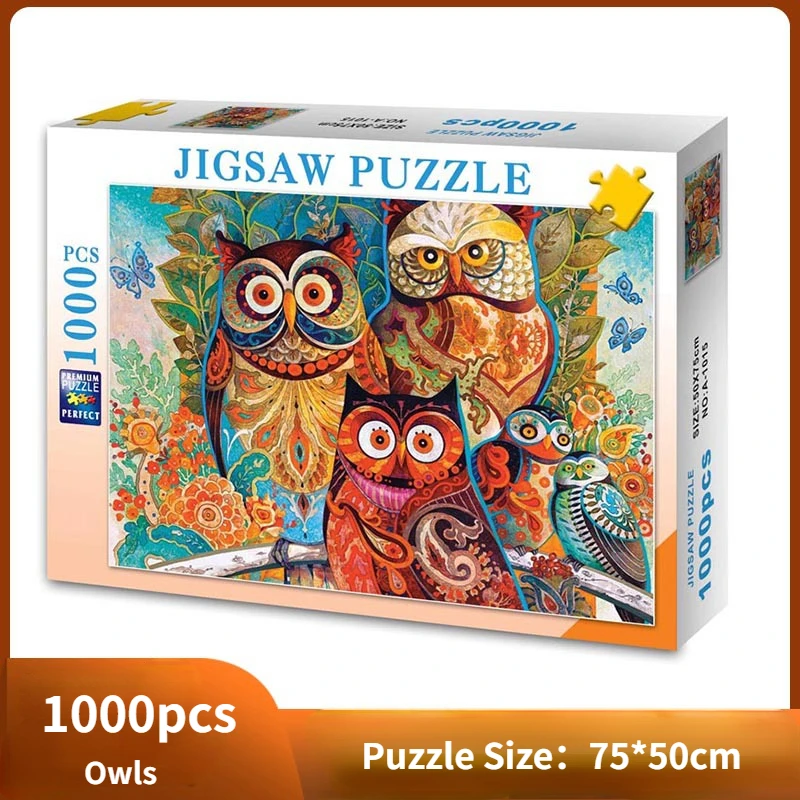 

70*50cm Adult Puzzle 1000 Pieces Paper Jigsaw Puzzles Owl Painting Famous Paintings Series Learning Education Craft Toys