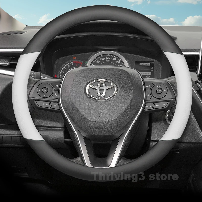 غطاء عجلة قيادة السيارة من الجلد لسيارة تويوتا كورولا يارس كروس RAV4 كامري بريوس رومي هايلاندر ملحقات السيارات الداخلية 2025