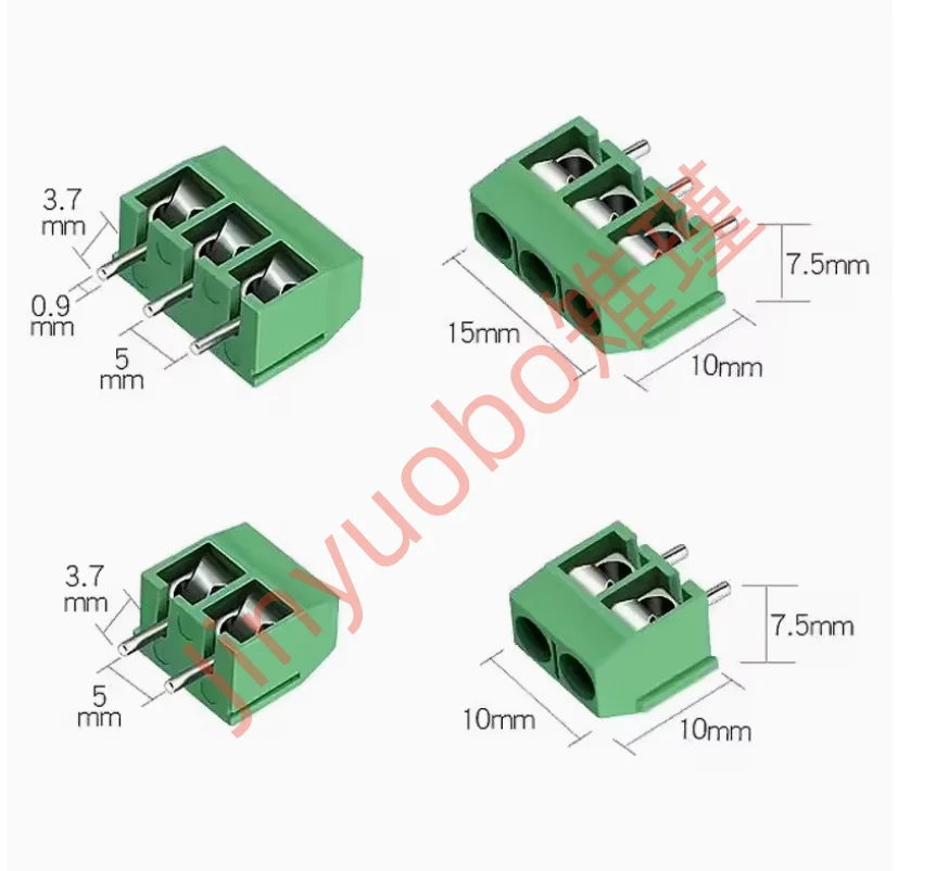 10/50PCS PCB Terminal Block Connector Pitch 5.0mm KF301 Straight Pin 2P 3P 4p Screw PCB Terminal Blocks Connector Assortment Kit
