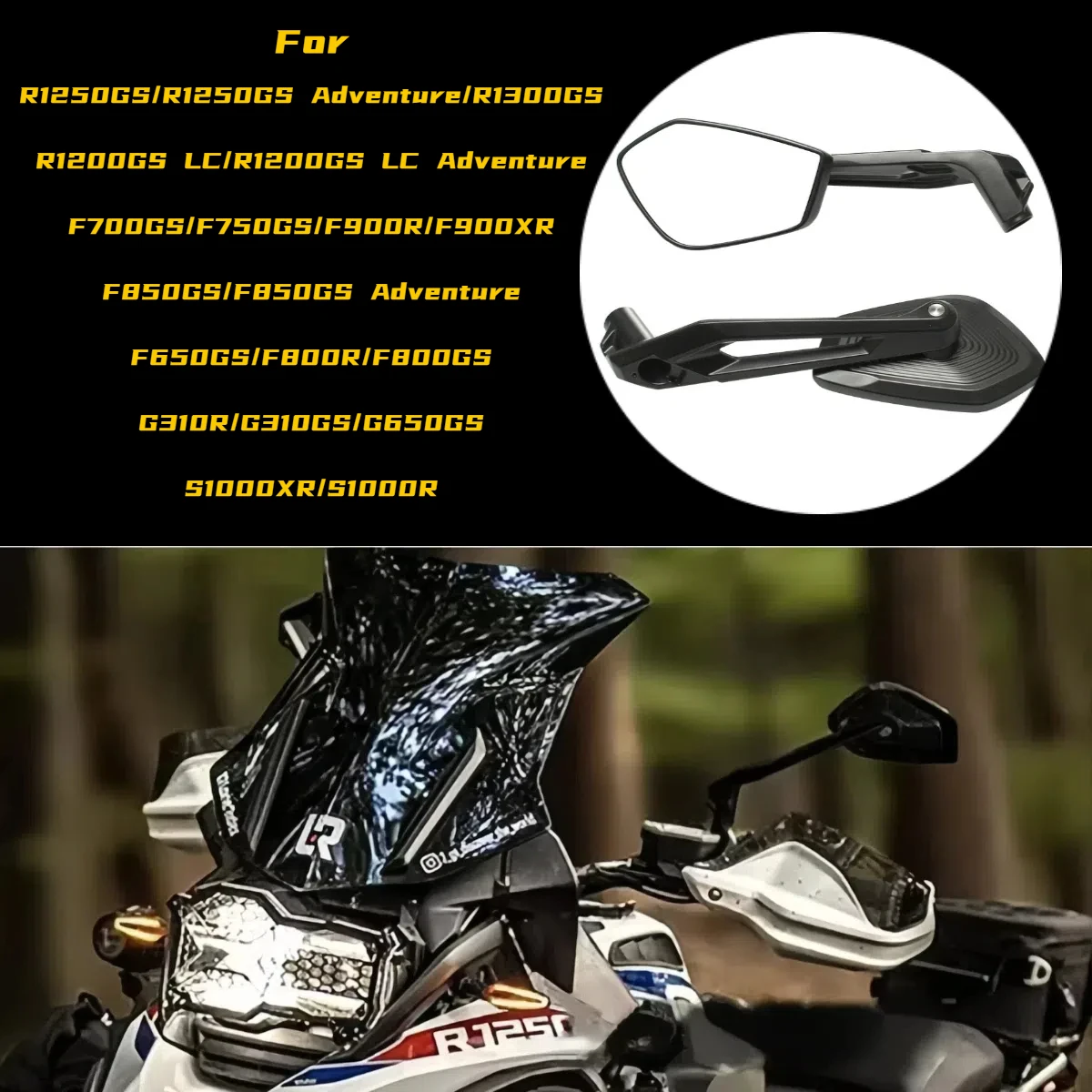 

For BMW R1300GS R1200GS R1250GS ADV F750GS F850GS S1000R Motorcycle Rearview Mirror Side Mirror