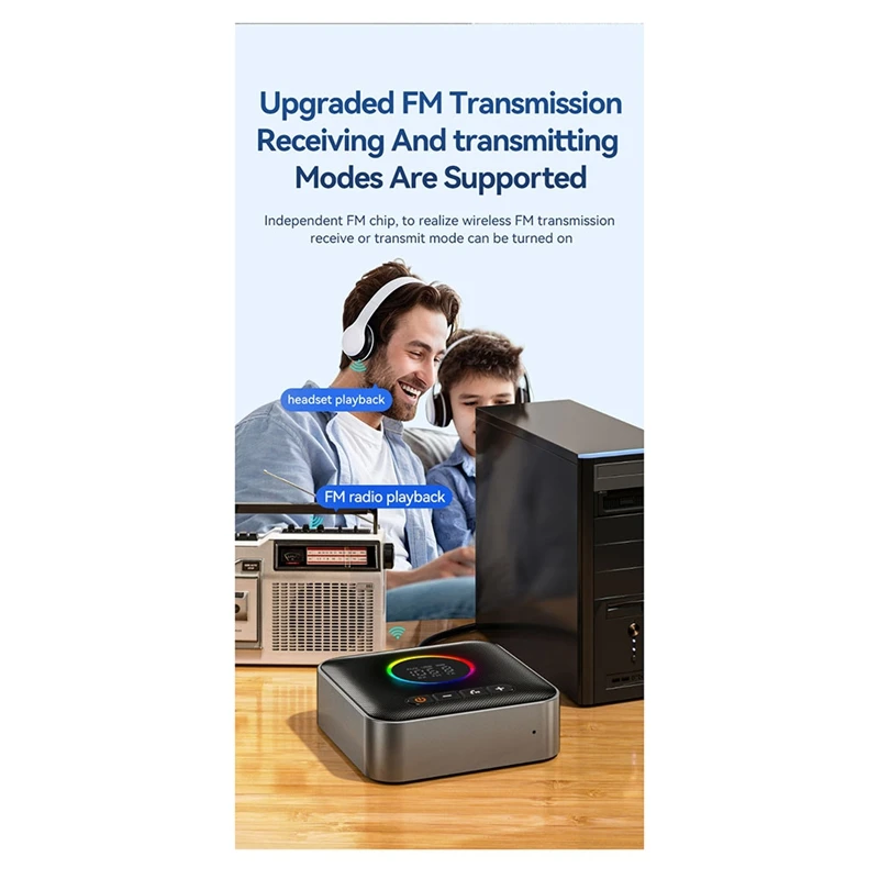 3-In-1 بلوتوث 5.4 جهاز ريسيفر استقبال وإرسال FM المغير الارسال 3.5 مللي متر AUX Type-C واجهة متعددة النقاط Hifi الموسيقى