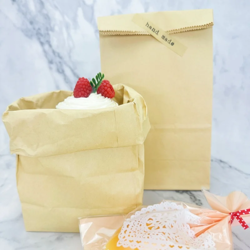 

Kraft Paper Bag Standing Packaging Gift Bags Biscuit Candy Dried Food Cookie Snacks Baking Takeaway Bags Party Wedding Supplies