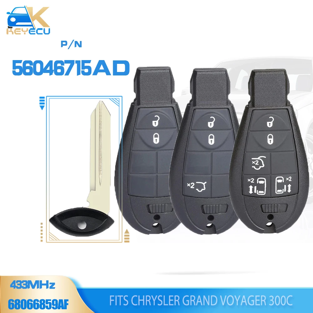 

KEYECU 56046710AE / 56046710AF Smart Remote Key 433MHz ID46 for Chrysler Grand Voyager 300C 2009 2010 2011 2012 2013