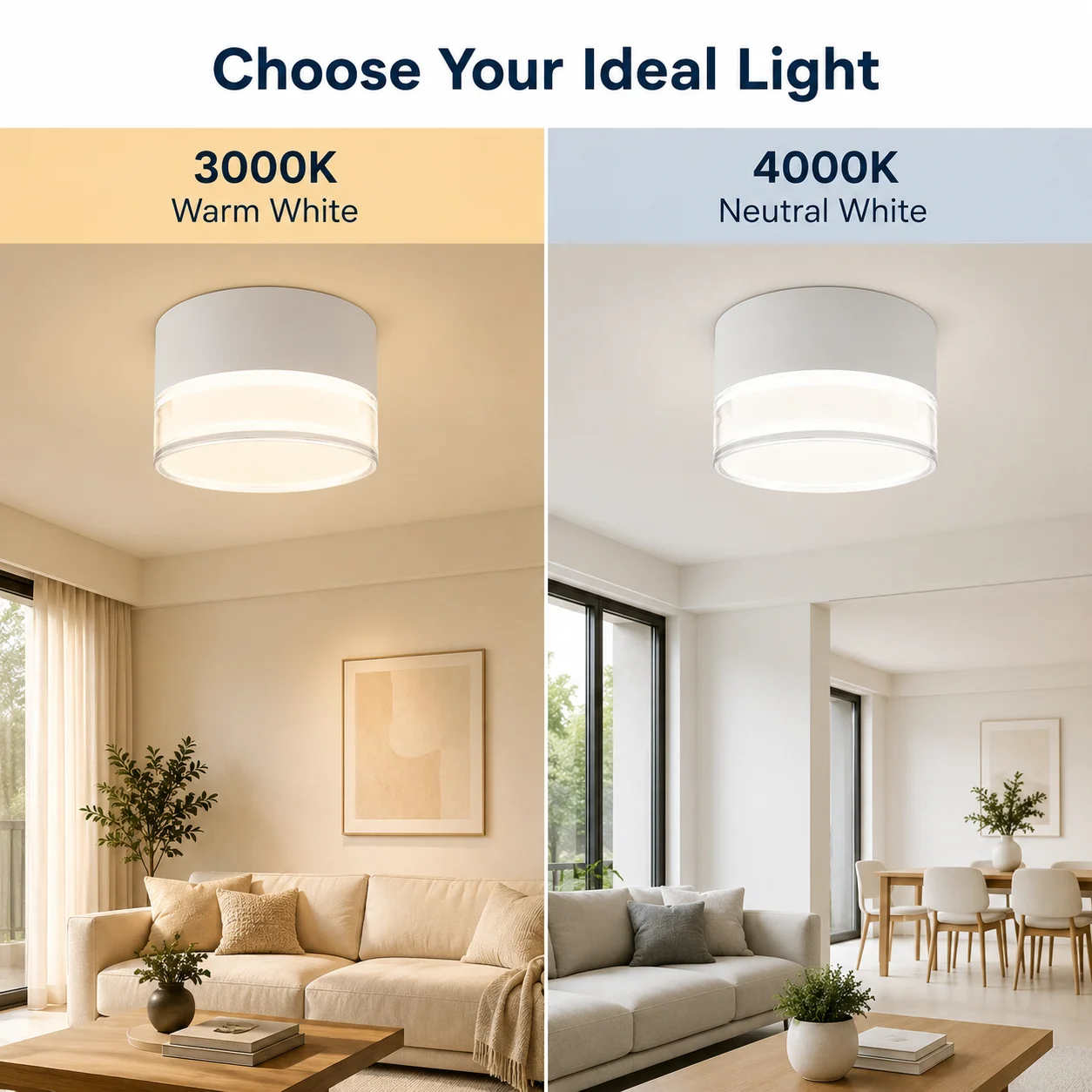 JOYINLED Round Surface Mount LED Ceiling Downlight 7W 10W 15W 24W, Indoor Surface Panel Light for Indoor Kitchen Bedroom Hallway - view 4