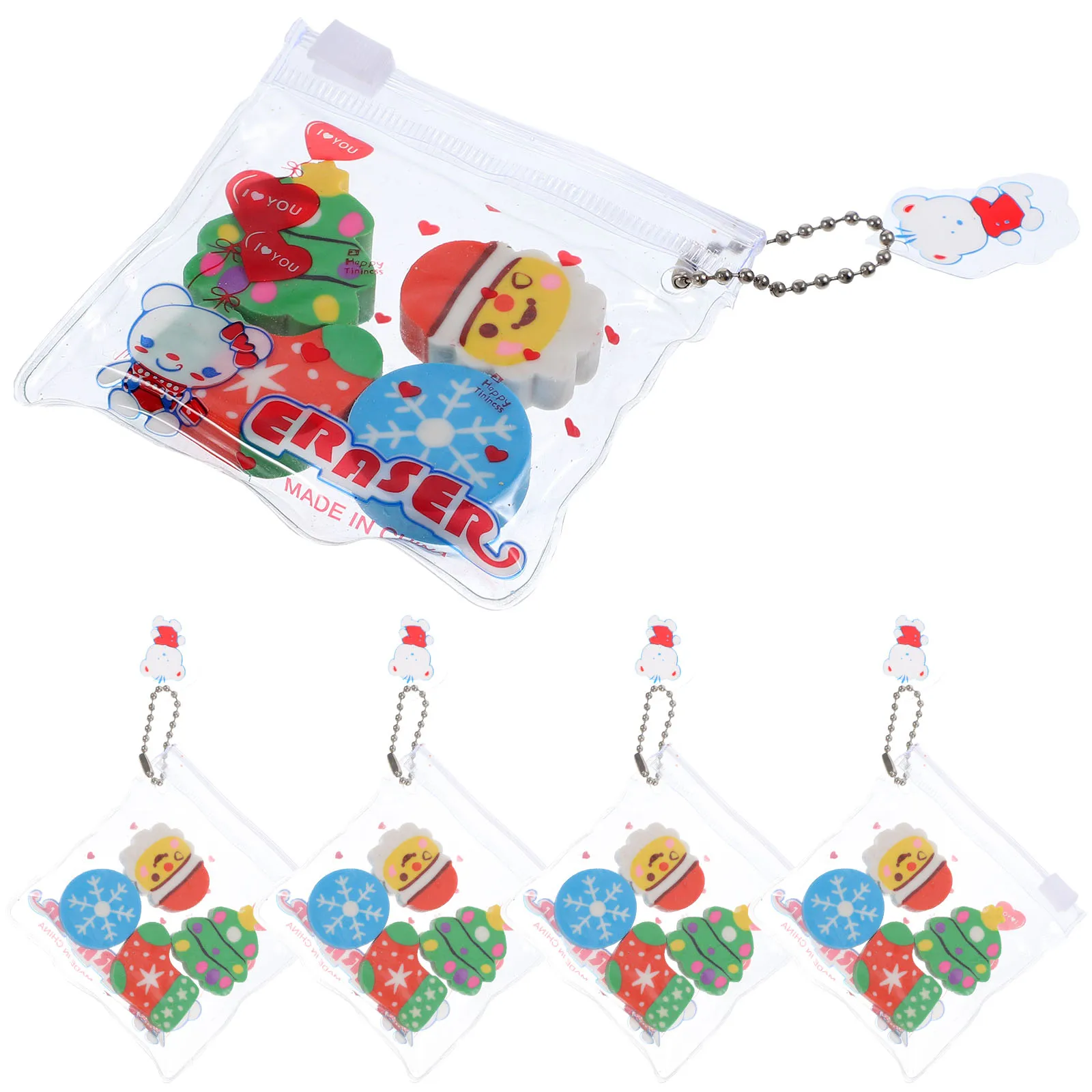 

6 set Christmas Shaped Mini Pencil Erasers For Kids Holiday Party Favors Xmas Gift Small Adorable Erasers Student Supplies