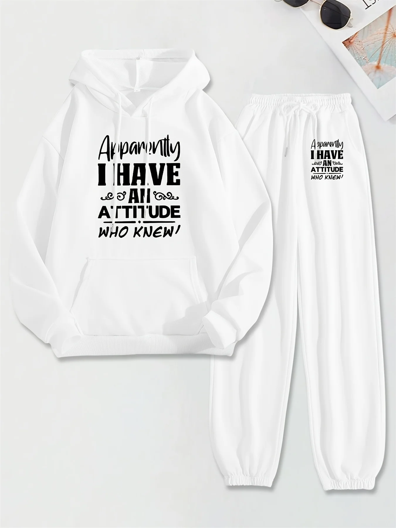 Outono/inverno feminino com capuz + calças esportivas conjunto hip hop rua casual carta impressa moda veludo roupas quentes