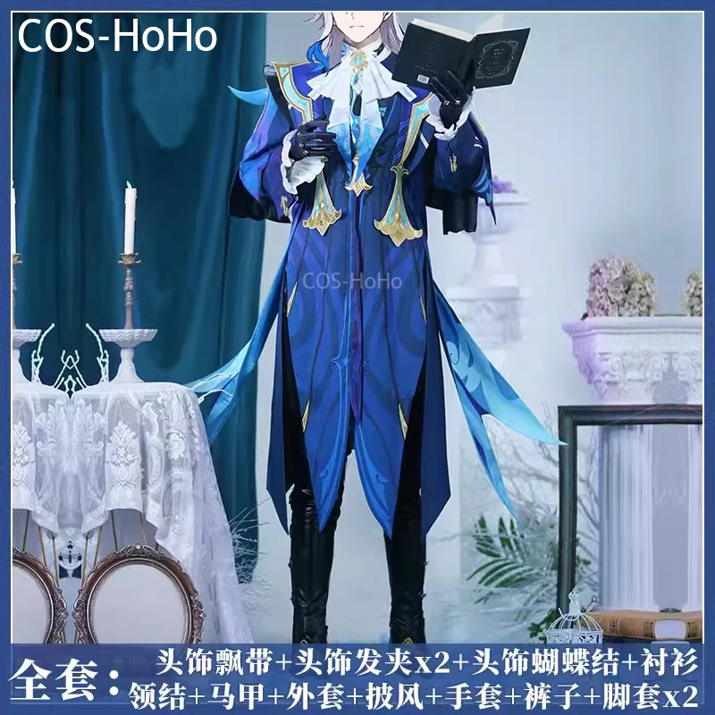 COS-HoHo Genshin Impact Neuvillette Judge Game Suit Gorgeous Handsome Cosplay Costume Halloween Party Role Play Outfit S-XXL