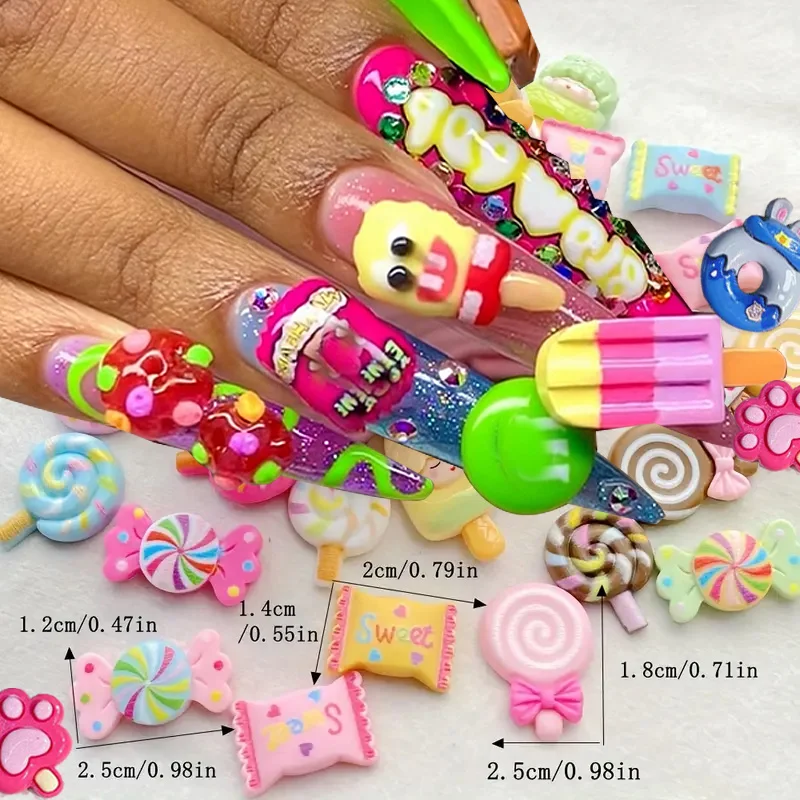 30 قطعة مضحك الكرتون الحلوى مسمار الفن سحر 3D الراتنج فلاتباك كبير حجر الراين أنيمي الشارع مسمار الديكور DIY بها بنفسك مسمار الملحقات #4